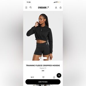 Gymshark Training Fleece Cropped Hoodie Women’s Size Large